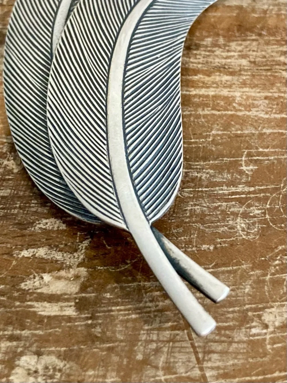 Sterling Silver Feather Brooch Jewel Art - Picture 4 of 12